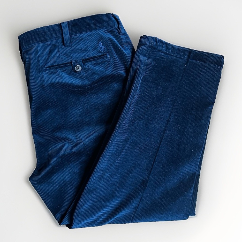 Polo Ralph Lauren Bedford Straight Fit Corduroy Pants Mens 38x27 Navy Blue Fall